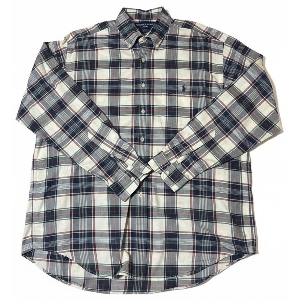 Ralph Lauren Golf Tilden L Plaid Button Down‎ Long Sleeve Shirt 100% Cotton